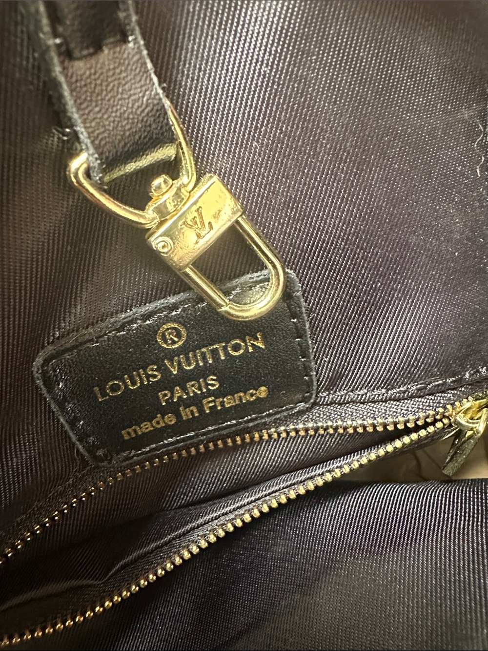 Black Embossed Monogram Leather Tote - Picture 3 of 8